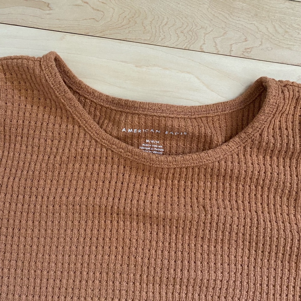 American Eagle Ribbed waffle Crop Top - Picture 2 of 5